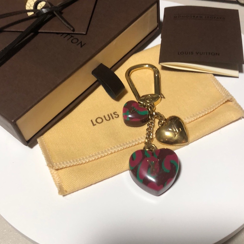 Authentic Rare Louis Vuitton Charm Portocle Leopard Rouge Heart